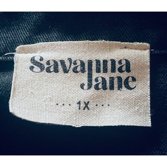 SAVANNAH JANE Pearls & Rhinestones Black Distressed Denim Boho Jacket 1X - Picture 4 of 12